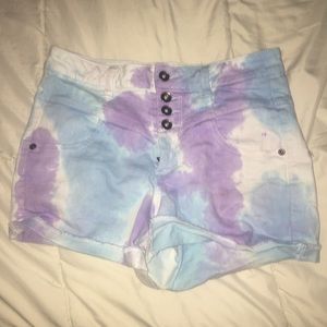 High waisted tie dye shorts